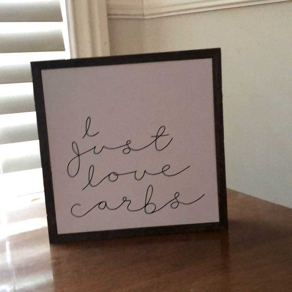 Cute lil table decor that says I just love carbs